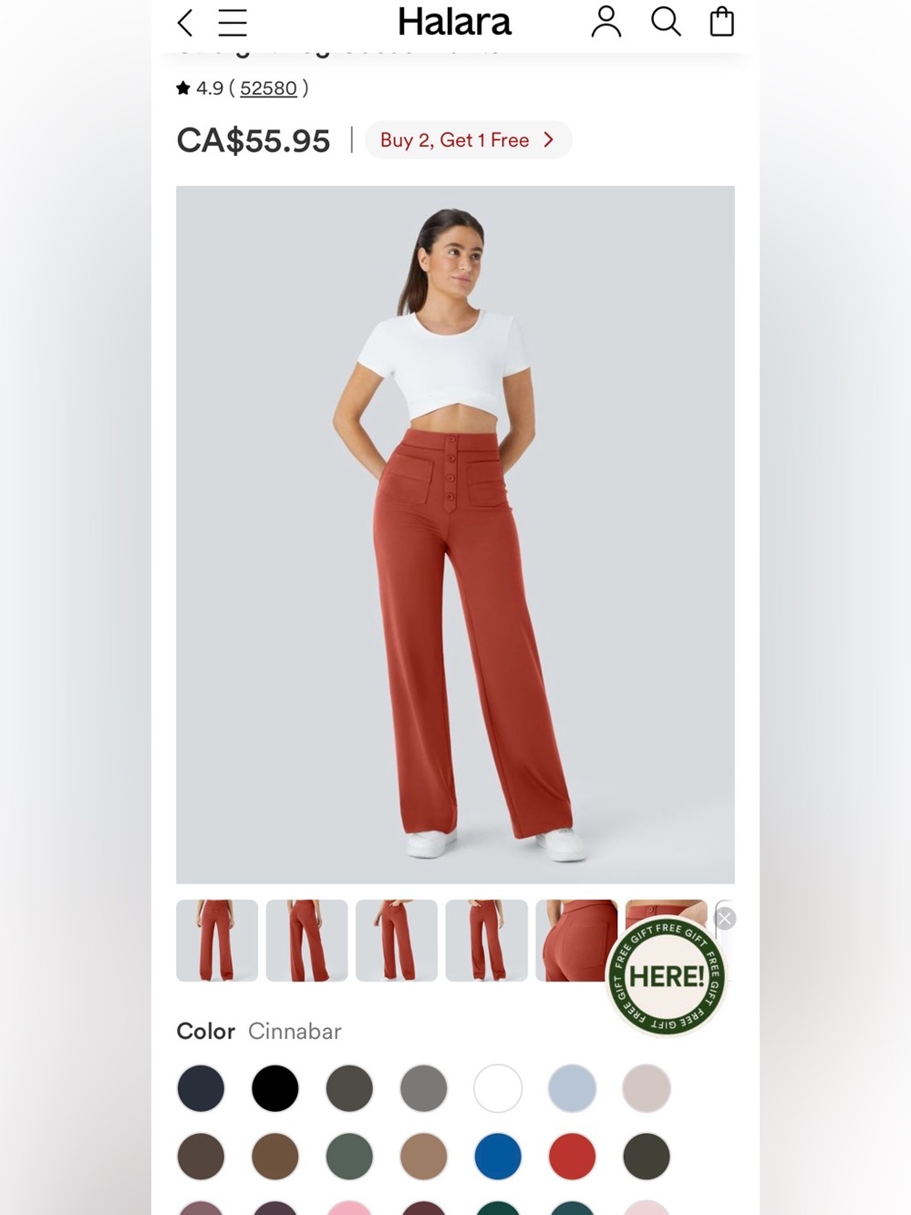 HALARA Cinnabar Wide Leg Day Stretch Pants - Buttons - Multi-Pocket